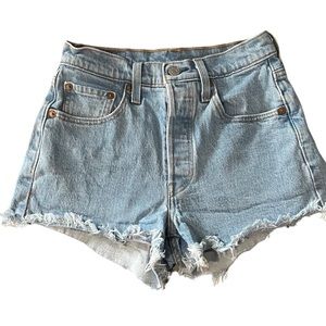 Levi’s High Waist Light Wash Denim Shorts.